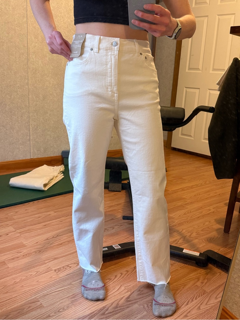 NWT Madewell Cream 90’s Straight Crop Jeans